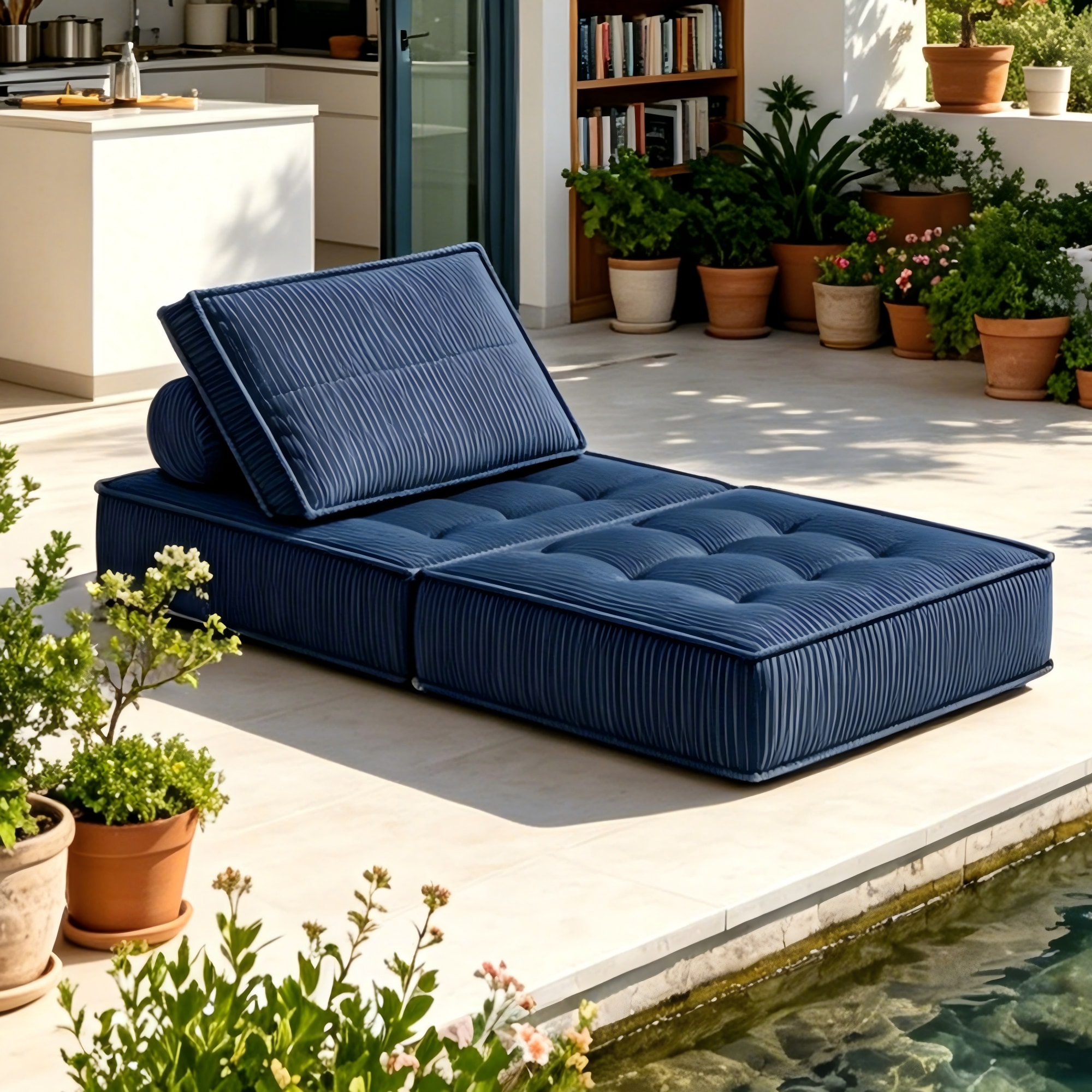 66.9 Inch Modular Sofa, Single Seater, Double-layer Multi-combination, Skin-friendly Fabric, DIY Suitable For Living Rooms, Study Rooms, Bedrooms, And Other Spaces. BLUE_voghion.com